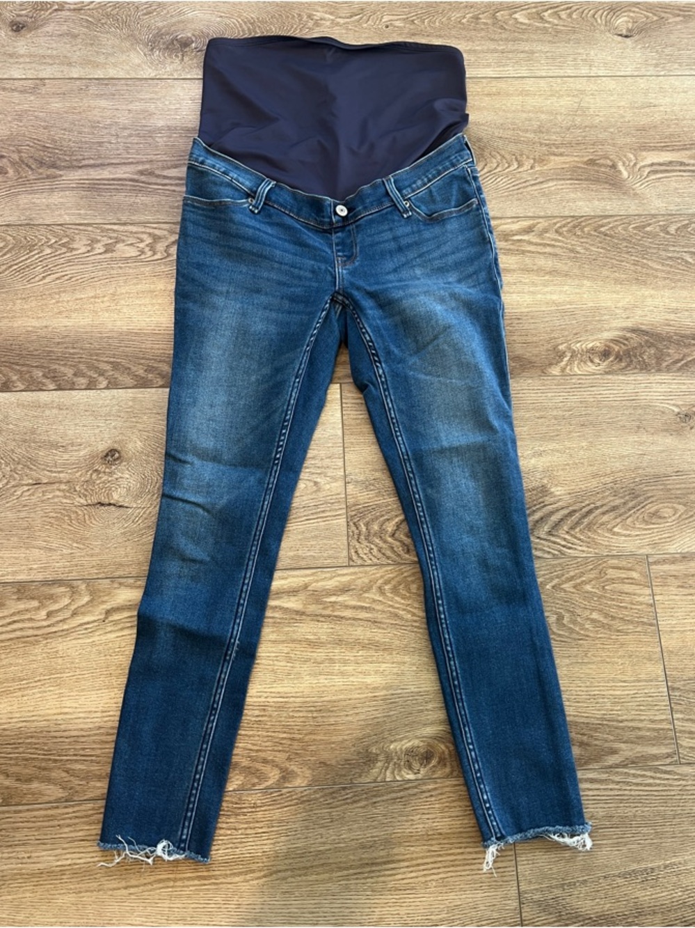 Abercrombie & Fitch Dark Blue Skinny Maternity Jeans with Black Panel